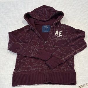 American Eagle Outfitters Burgundy Fleece Hoodie